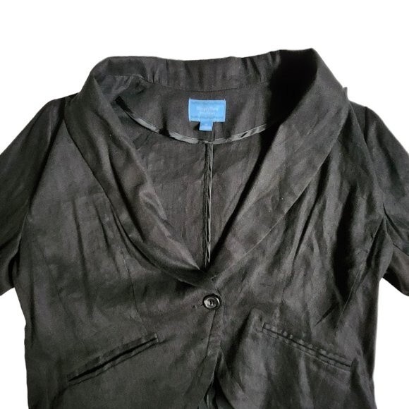 Simply Vera Vera Wang Black Linen Hi Lo 1 Button Blazer Jacket Size M - Picture 4 of 11